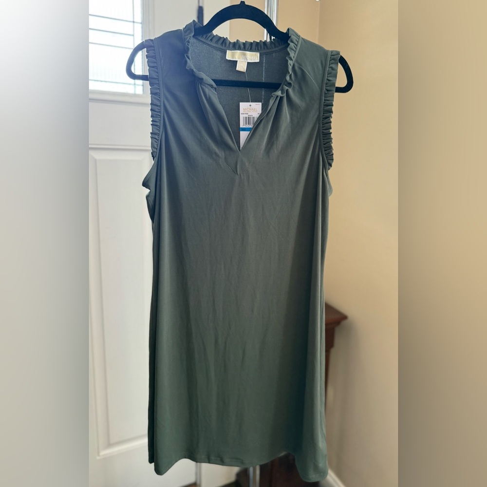 Michael Kors sleeveless dress in olive green